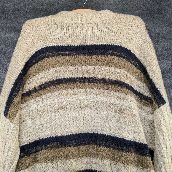 Knox Rose Women's Open Front Cardigan Knit Sweater Multi Large Striped Pockets - Picture 6 of 12